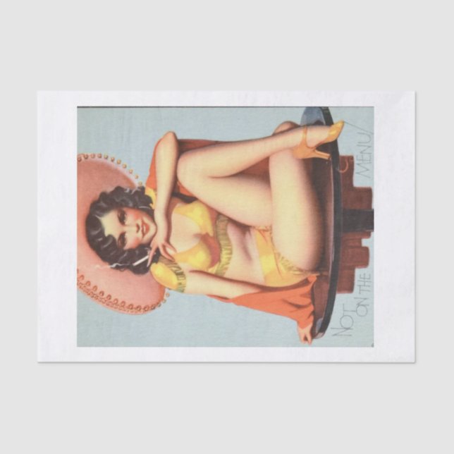 Papier Mousseline Vintage Retro Brunette Pin Up Girl (Recto)