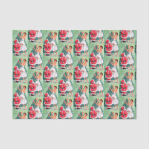 Papier Mousseline Vintage rétro Noël Père Noël et tissu de dame