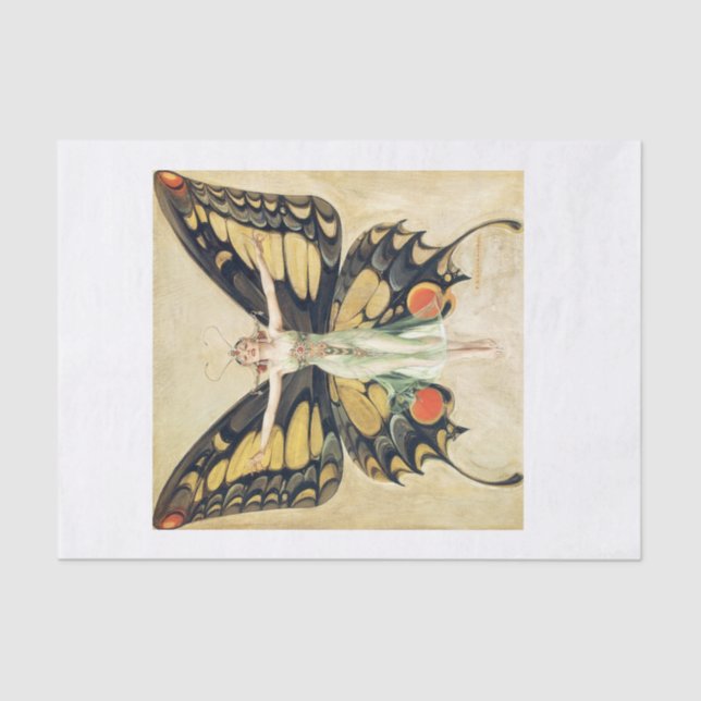 Papier Mousseline Vintage Retro Papillon Pinup Girl (Recto)