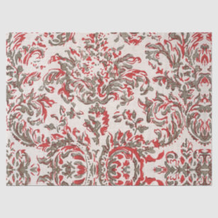 Papier Mousseline Vintage Retro Rouge Taupe Crème Motif du milieu du