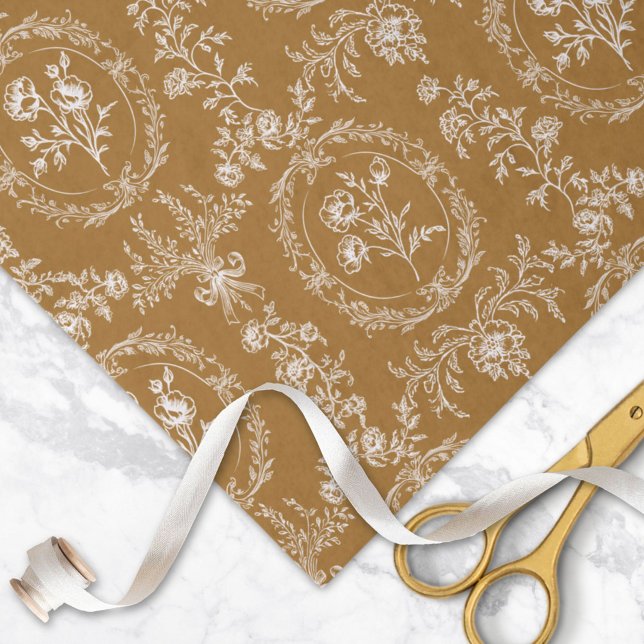 Papier Mousseline Vintage Rococo Flowers Floral Pattern (In situ)
