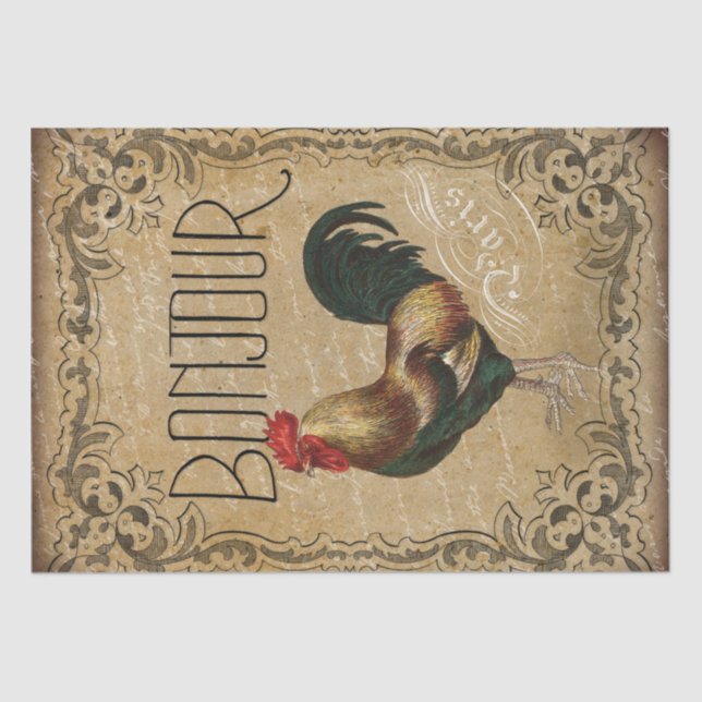 Papier Mousseline Vintage Roose Bonjour Paris Découpage (Recto)