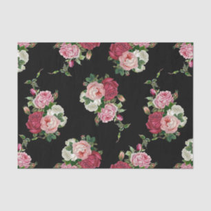 Papier Mousseline Vintage Rose-Arrière - plan noir
