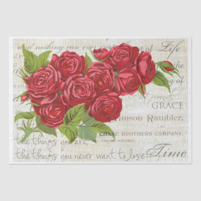 Papier Mousseline Vintage Rose Love Flower Valentine (Recto)
