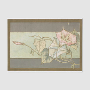 Papier Mousseline Vintage rose matin gloire or bordure découpage