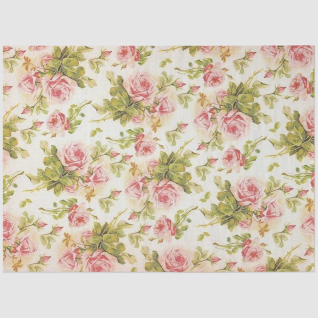 Papier Mousseline Vintage Rose Moderne Floral populaire (Recto)