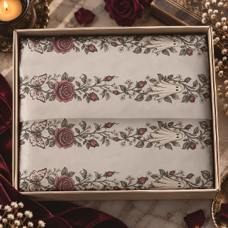 Papier Mousseline Vintage Rose Papillon Fantôme Gothique Halloween