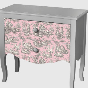 Papier Mousseline Vintage rose rose gris toile de jouy