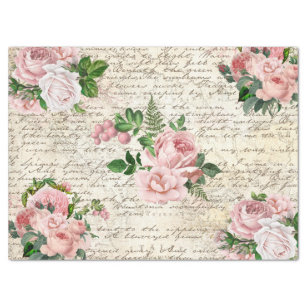 Papier Mousseline Vintage rose vif Rose ancienne lettre découpage