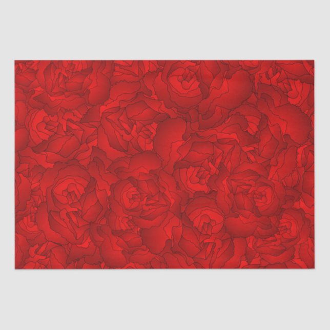 Papier Mousseline Vintage Rouge Floral Art (Recto)