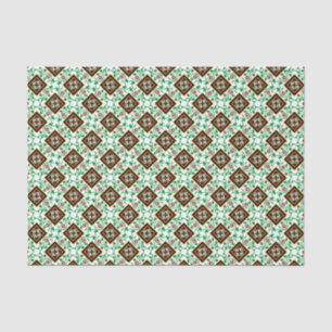 Papier Mousseline Vintage Rouge Vert Blanc Barcelone Floral