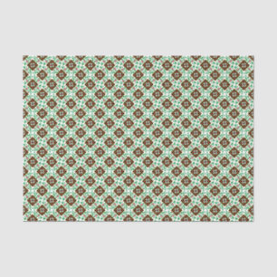 Papier Mousseline Vintage Rouge Vert Blanc Barcelone Motif Floral