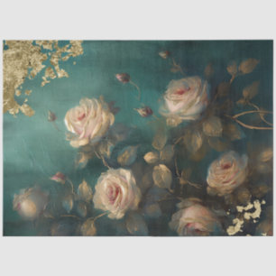 Papier Mousseline Vintage rousse rose chasseur de feuille d'or mur v