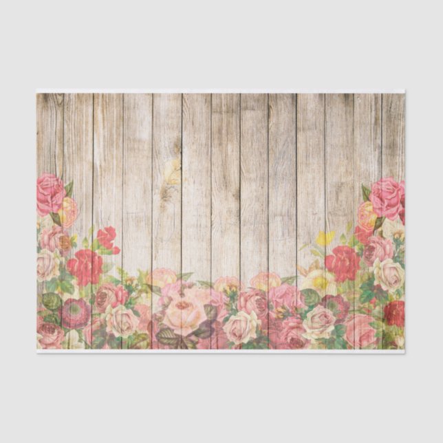 Papier Mousseline Vintage Russe Romantique Rose Bois (Recto)