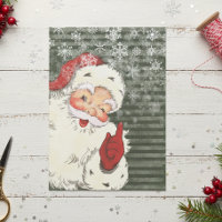 Vintage Santa Claus Victorian Green Stripes