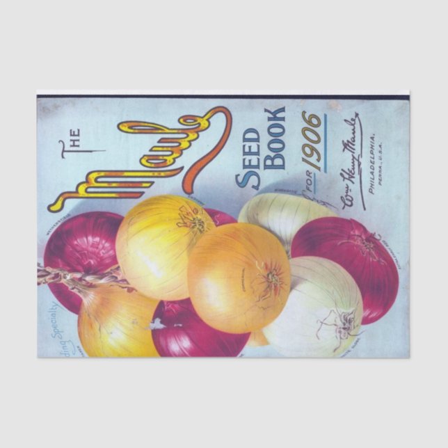 Papier Mousseline Vintage Seed Book, Maule's 1906, Oignons (Recto)