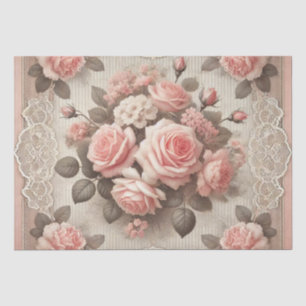 Papier Mousseline Vintage Shabby Chic Rose Rose Floral