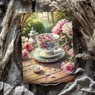 Papier Mousseline Vintage shabby chic tasse anglaise avec thé rose