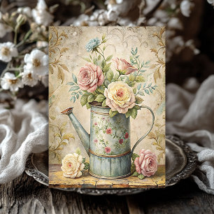 Papier Mousseline Vintage shabby poussiéreux roses bouquet de roses
