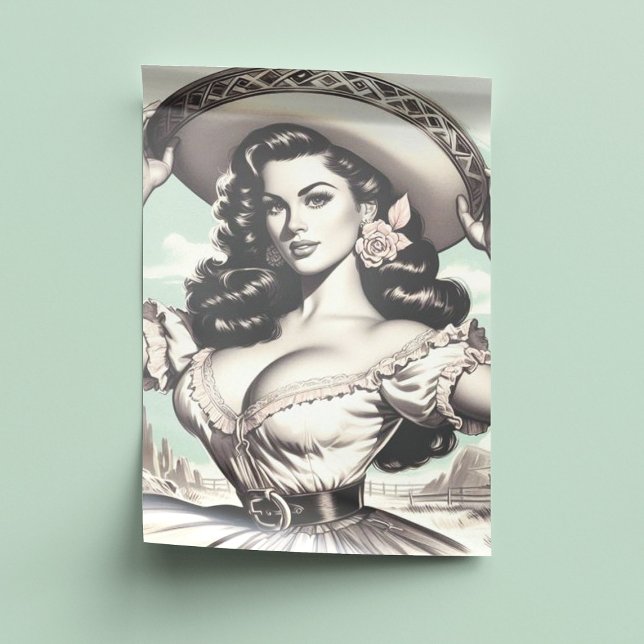 Papier Mousseline Vintage Sombrero Pin-up (Créateur téléchargé)
