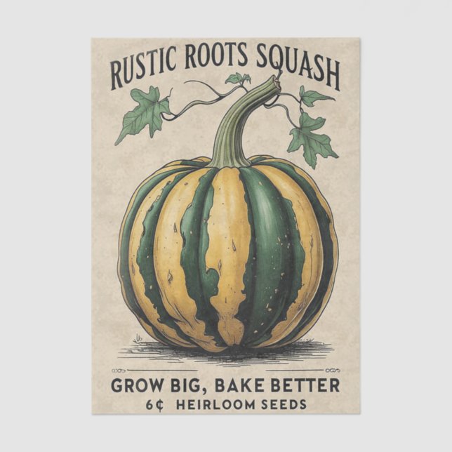 Papier Mousseline Vintage Squash Rustic Fall Harvest Decoupage (Recto)