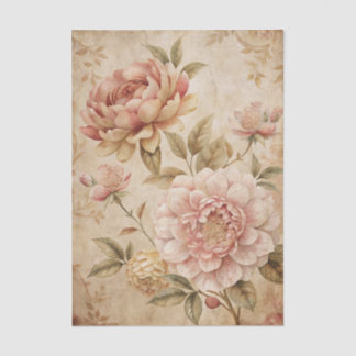 Papier Mousseline Vintage Style Shades of Pink Peonies Background