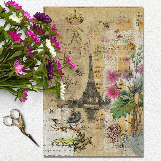 Papier Mousseline Vintage Textur Rustique Tour Eiffel Découpage (Créateur téléchargé)