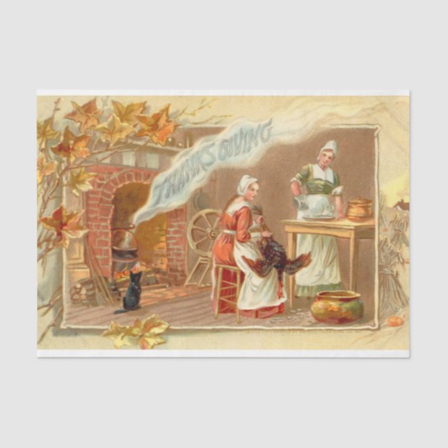 Papier Mousseline Vintage Thanksgiving Mix Series Design 3 (Recto)