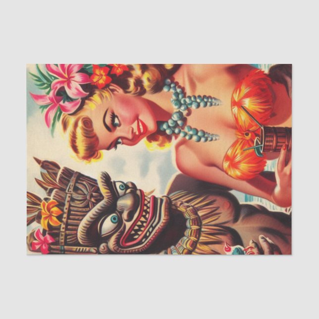 Papier Mousseline Vintage Tiki Pin-up (Recto)