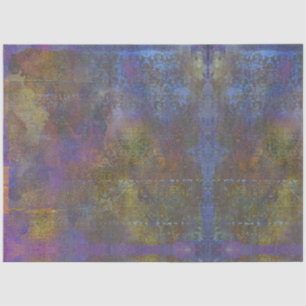 Papier Mousseline Vintage Vert Violet Cuivre Damask Grunge Patina