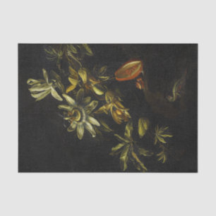 Papier Mousseline Vintage vie morte avec Passionflowers sur noir