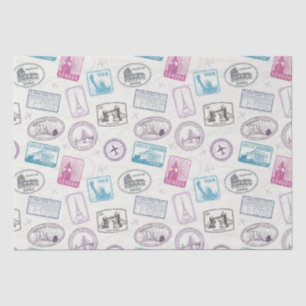 Papier Mousseline Vintage voyage/Timbres