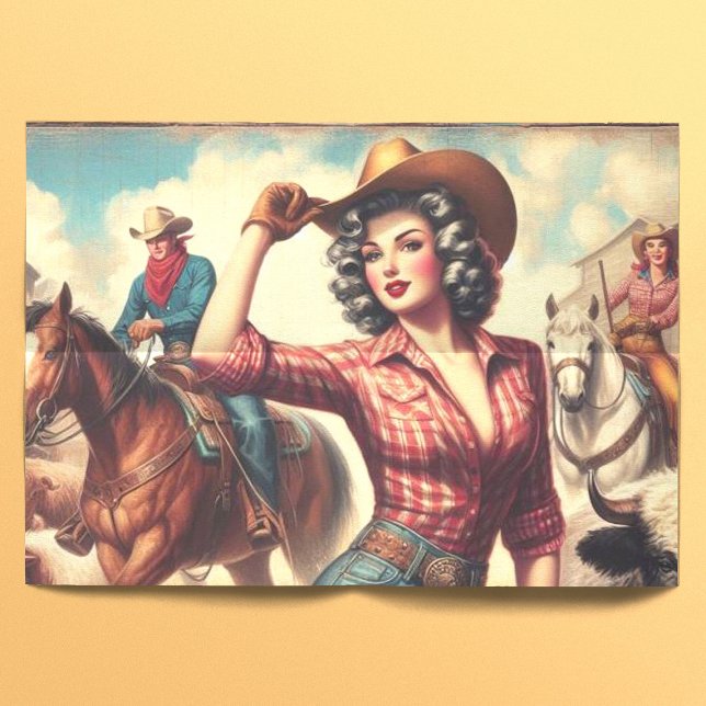 Papier Mousseline Vintage Western Cowgirl (Créateur téléchargé)