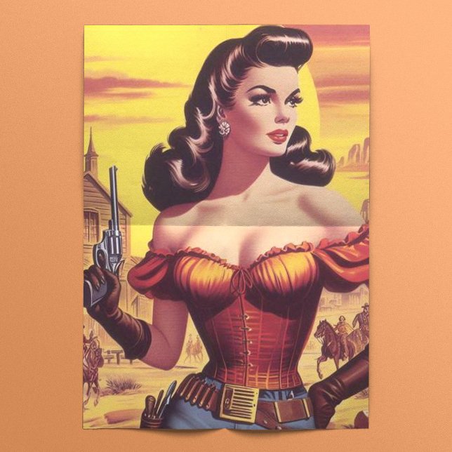Papier Mousseline Vintage Western Pin-up (Créateur téléchargé)