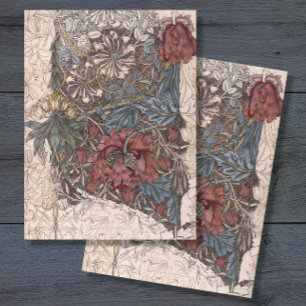 Papier Mousseline Vintage William Morris Red Blue Collage Découpage