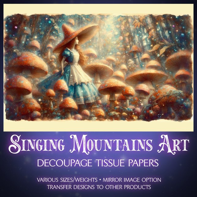 Papier Mousseline Vintage Wonderland Mushrooms Decoupage (Créateur téléchargé)