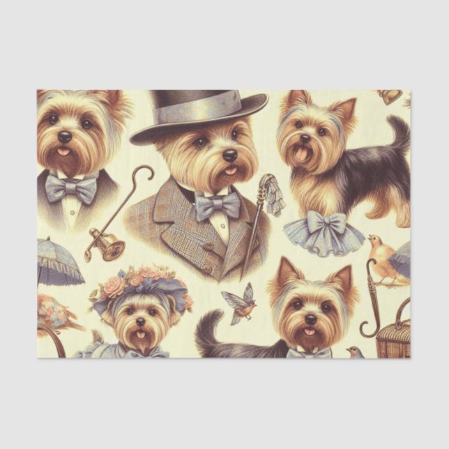 Papier Mousseline Vintage Yorkshire Terrier sans fil (Recto)