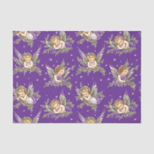 Papier Mousseline Vintages anges motif violet