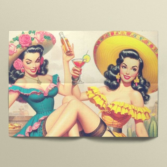 Papier Mousseline Vintages Filles Sombrero (Créateur téléchargé)