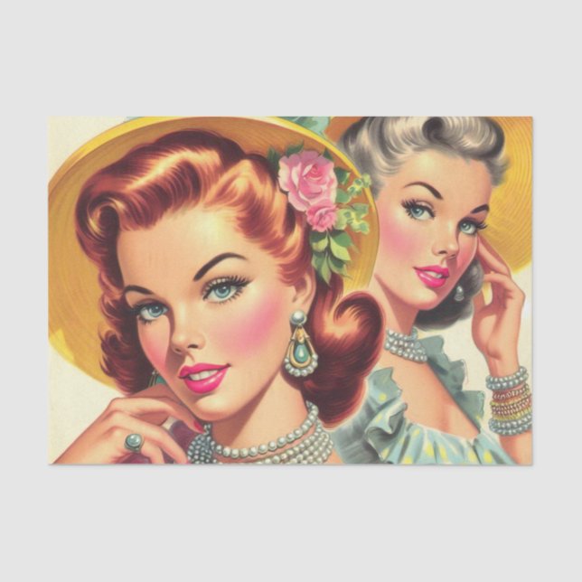 Papier Mousseline Vintages mignonnes filles à la broche (Recto)