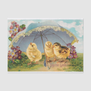 Papier Mousseline Vintages petits de Pâques sous un parasol