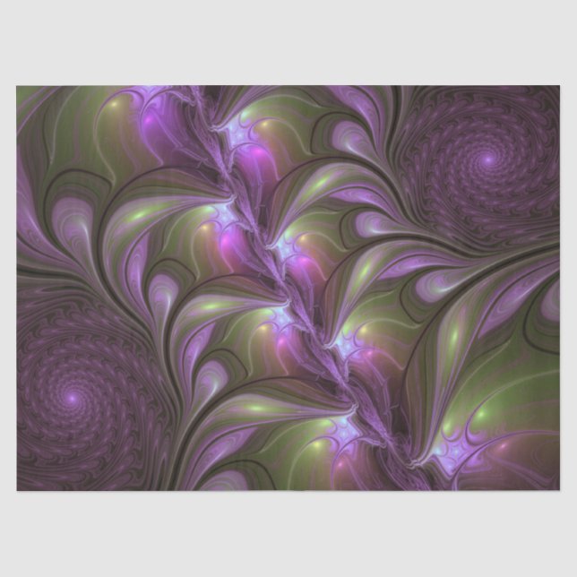 Papier Mousseline Violet Abstrait violet violet kaki fractal (Recto)