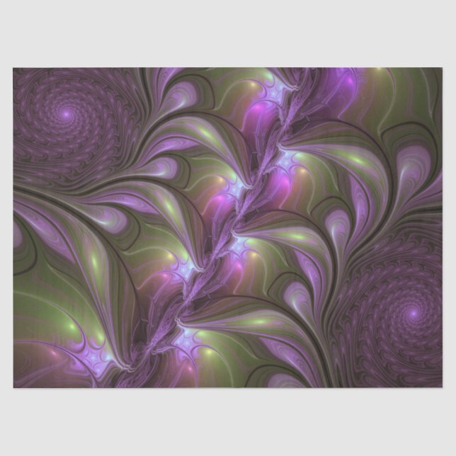 Papier Mousseline Violet Abstrait violet violet kaki fractal (Recto)