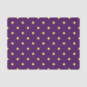 Papier Mousseline Violet aux étoiles jaunes