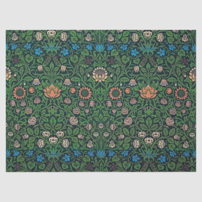 Papier Mousseline Violet et Columbine, William Morris (Recto)