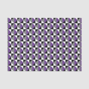 Papier Mousseline Violet, gris, noir et blanc Carré et diamant