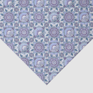 Papier Mousseline Violet, Lavande, Lilas, Bleus & Art Déco Blanc