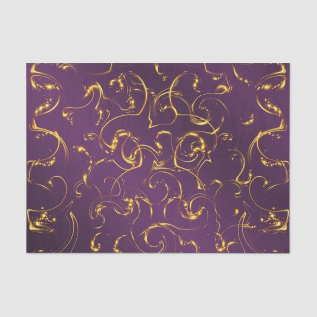 Papier Mousseline violet, lilas, or, or, vibes, abstrait, (Recto)