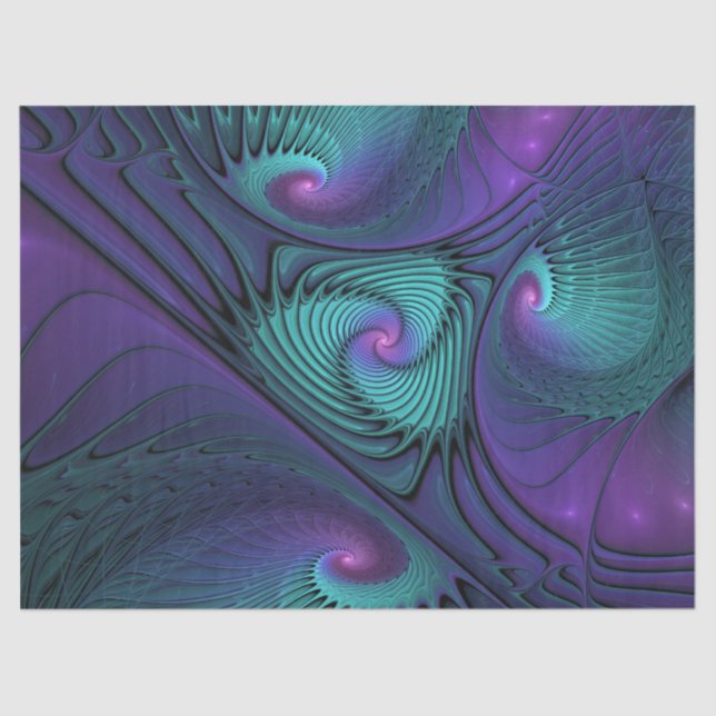 Papier Mousseline Violet rencontre Turquoise moderne art fractal abs (Recto)