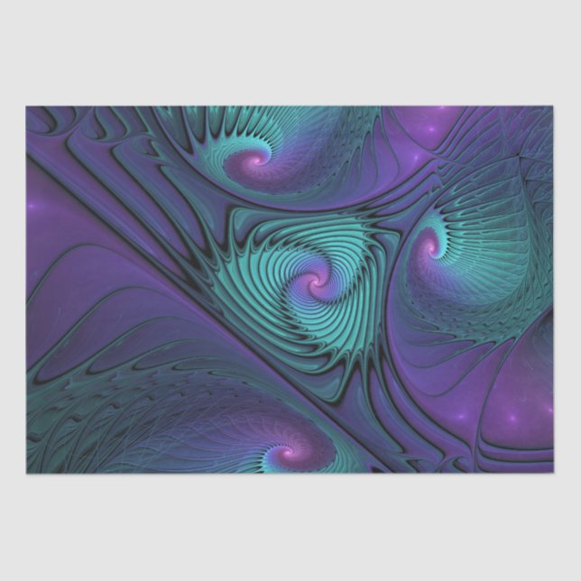 Papier Mousseline Violet rencontre Turquoise moderne art fractal abs (Recto)